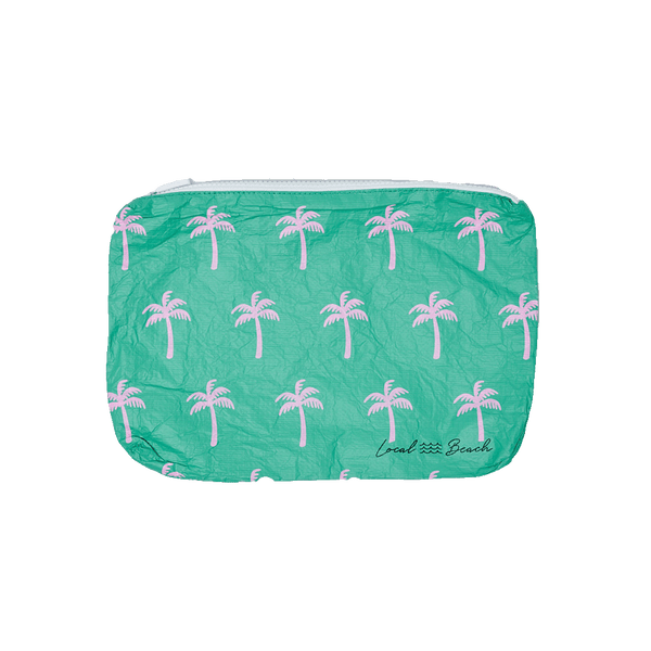 Water Resistant Tyvek Printed Pouch - Green Neon Palms