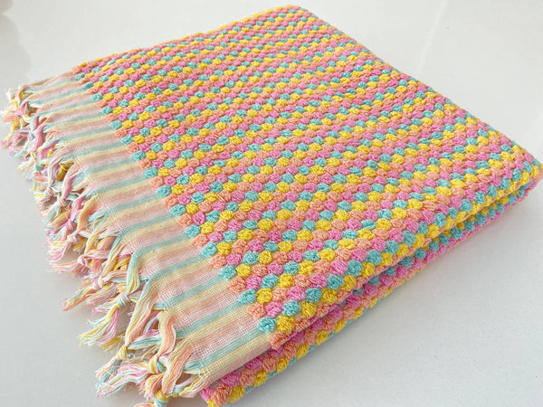 Soft + Thick Bath or Beach Towel - Pink/Yellow