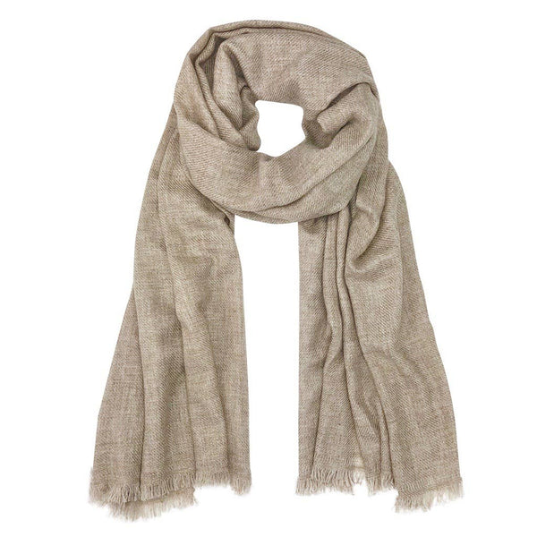 Handloom Cashmere Scarf - Beige