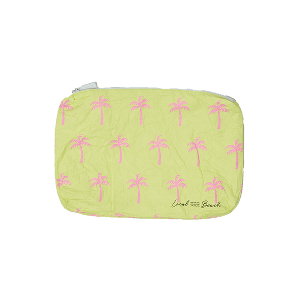 Water Resistant Tyvek Printed Pouch - Yellow Neon Palms