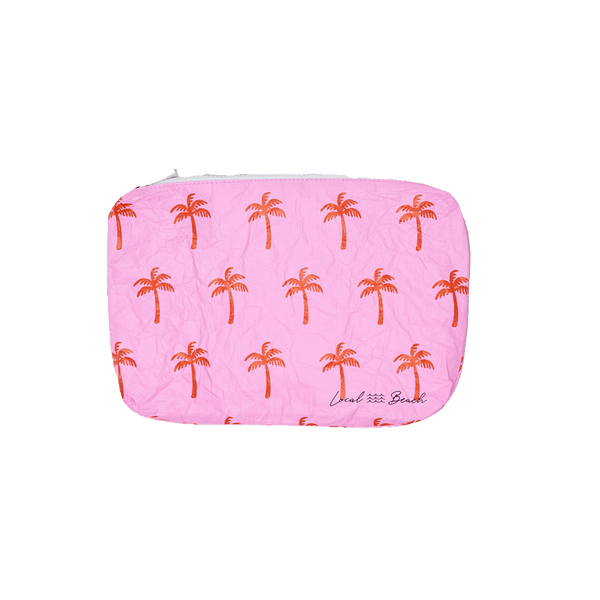 Water Resistant Tyvek Printed Pouch - Pink Neon Palms