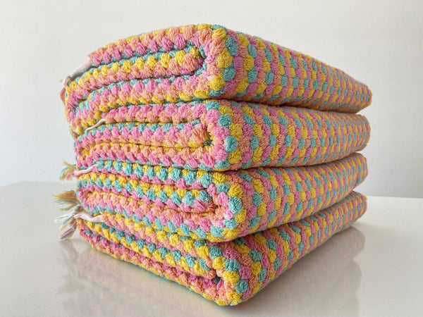 Soft + Thick Bath or Beach Towel - Pink/Yellow