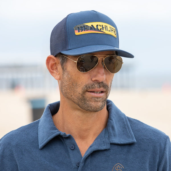 Navy Recycled Volleyball Slash Log Hat