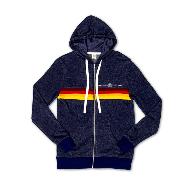 CSC Unisex Navy Camp Striped Zip Hoodie