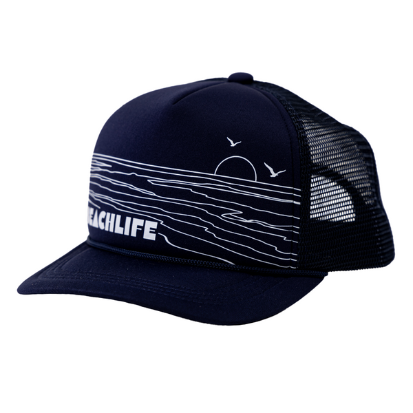 Navy Wave Foam Trucker