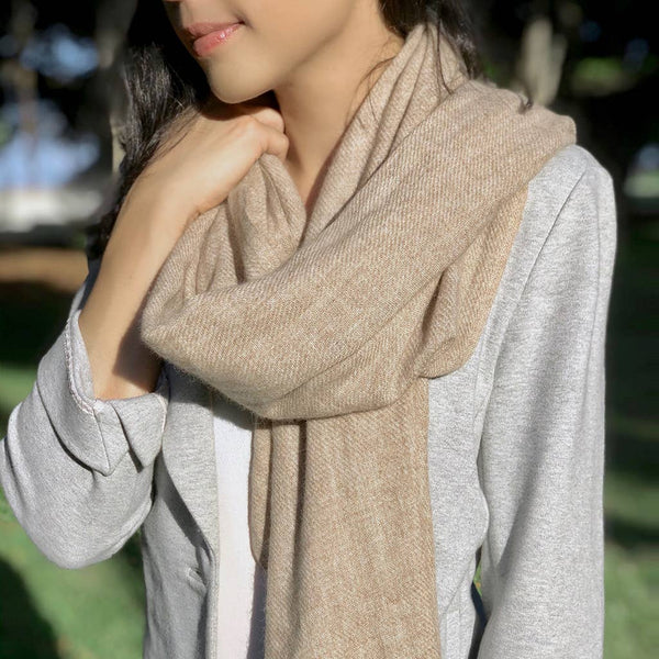 Handloom Cashmere Scarf - Beige