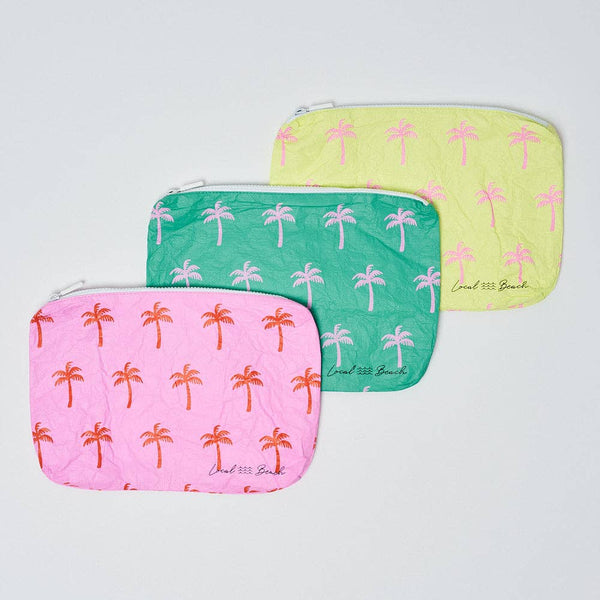 Water Resistant Tyvek Printed Pouch - Green Neon Palms