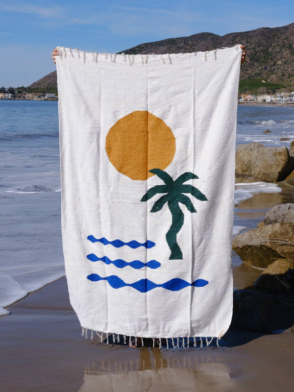 Heavyweight Handwoven Blanket - Coastal Palm