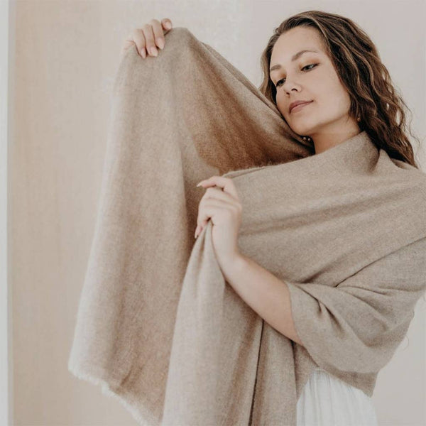 Handloom Cashmere Scarf - Beige