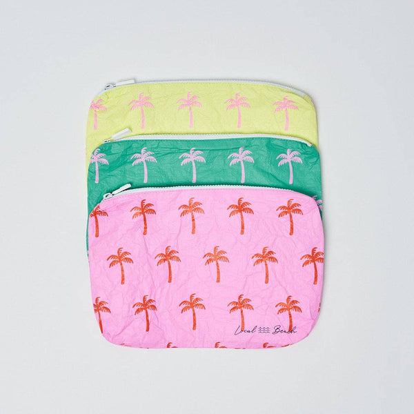 Water Resistant Tyvek Printed Pouch - Green Neon Palms